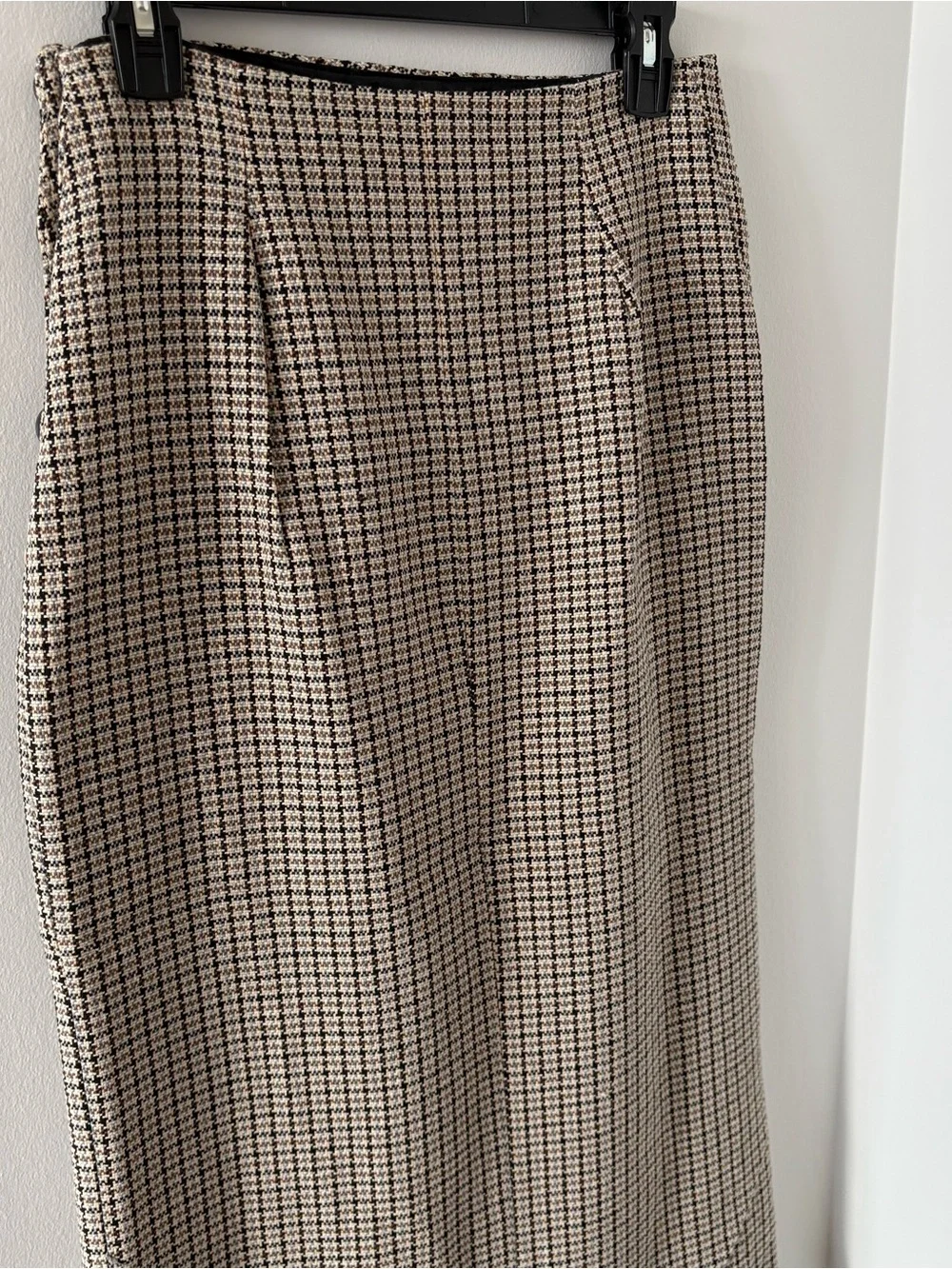 Zara‎ Wrap Buttons Pencil Skirt Plaid Houndstooth Check Size M NWOT